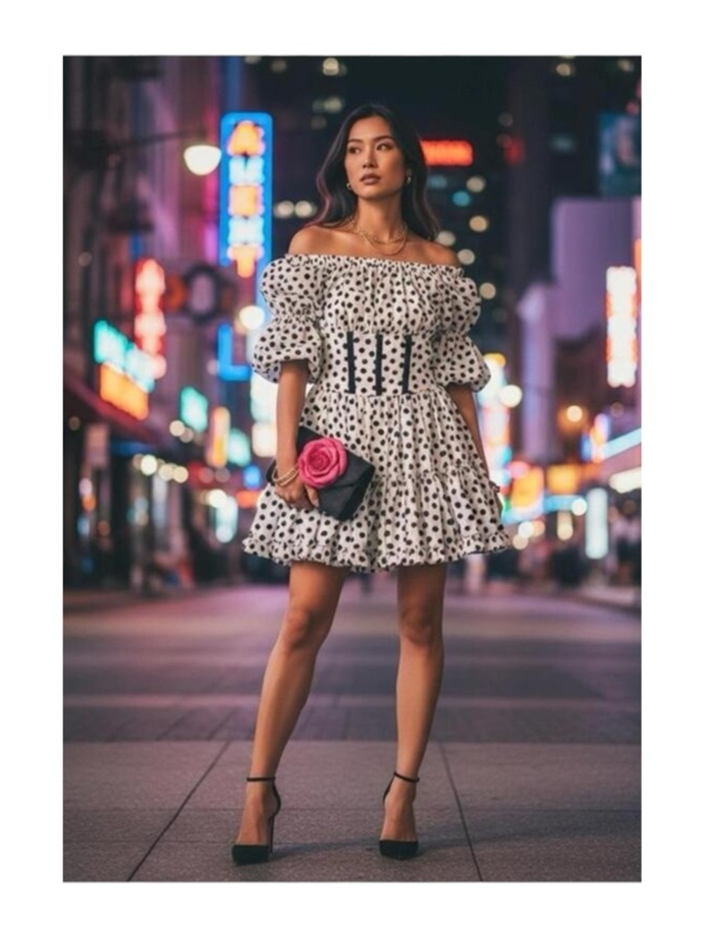 new Babylon Les Femmes ☻ Burlesque Corset Cocktail Dress ☻︎ Black Polka Dots ☻︎ - Picture 15 of 16